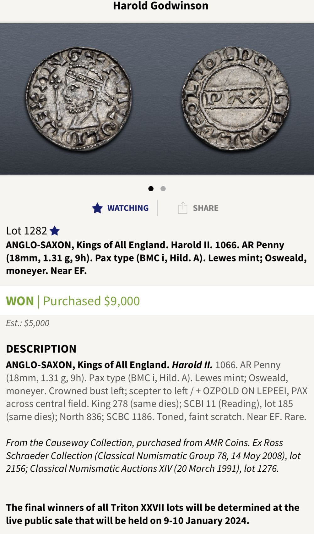 Great Britain, Anglo-Saxon, Harold Godwinson  coin collectible - Main Image 3