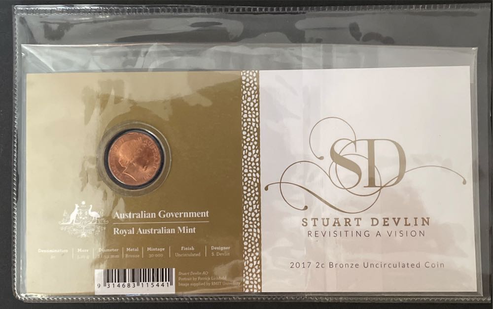 Australian: 2 Cent Stuart Devlin Revisiting A Vision On Card Australia: Unc  coin collectible [Barcode 9314683115441] - Main Image 3
