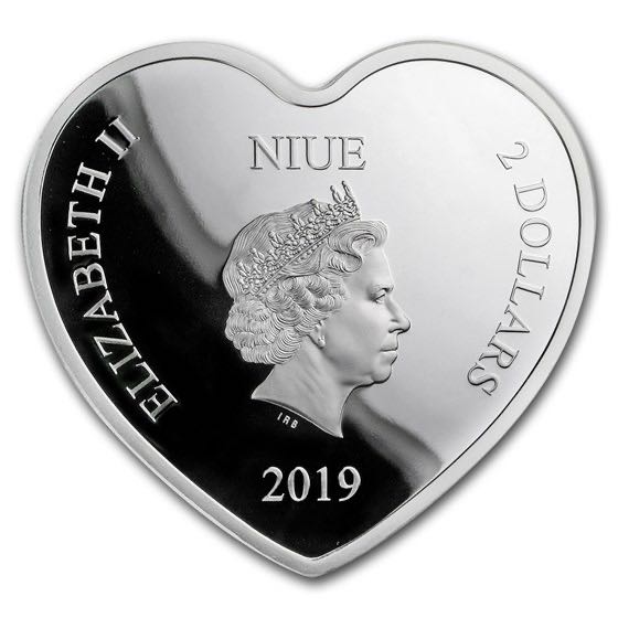 2019 Niue 1oz Silver $2 Disney Heart-Shaped Love Coin Proof  coin collectible - Main Image 2