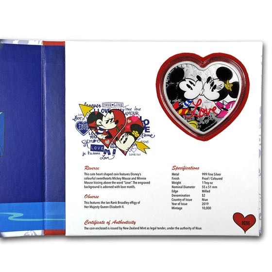 2019 Niue 1oz Silver $2 Disney Heart-Shaped Love Coin Proof  coin collectible - Main Image 4