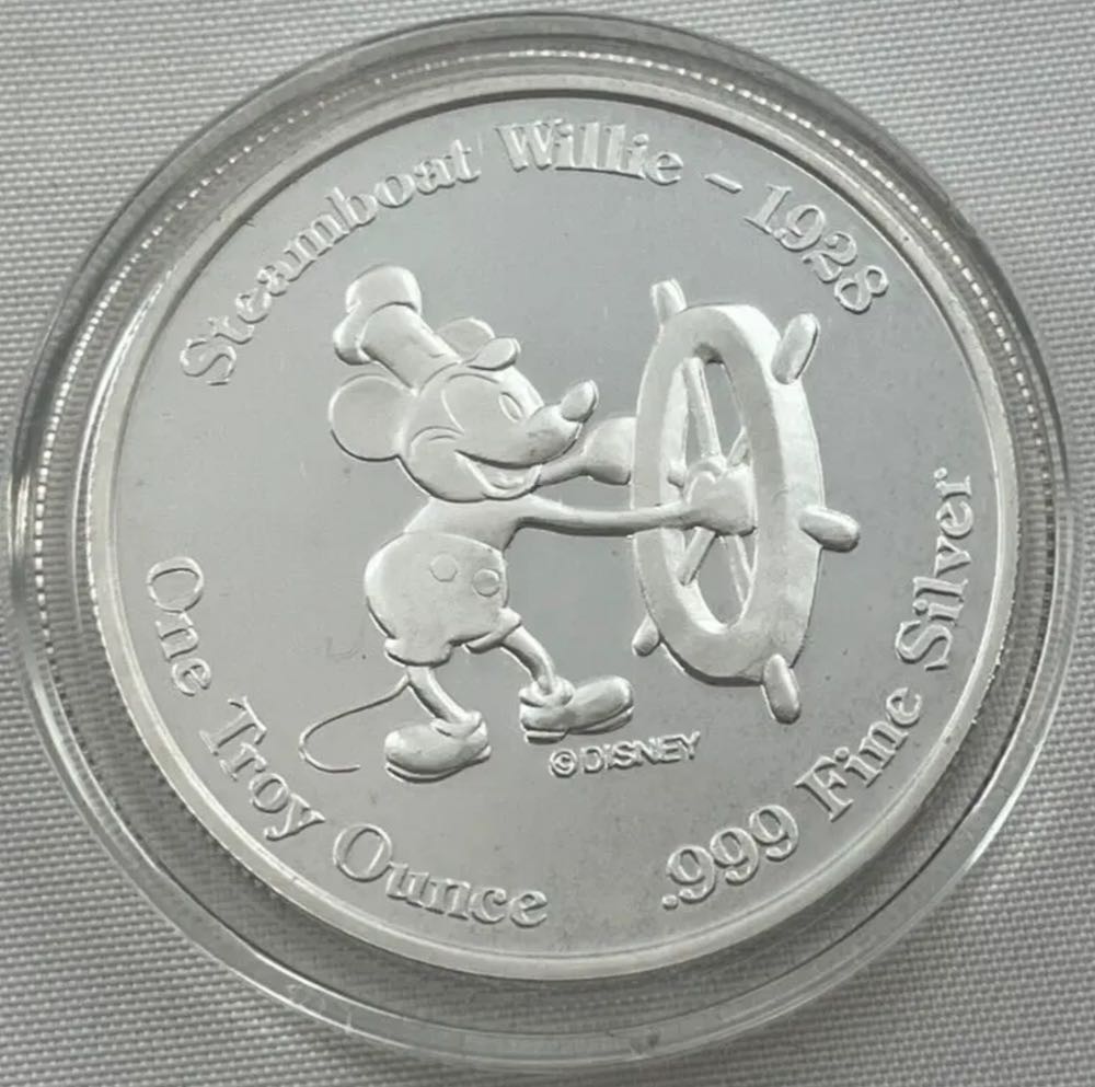 1992 1st Disneyana Convention Steamboat Willie 1oz Round  coin collectible - Main Image 2