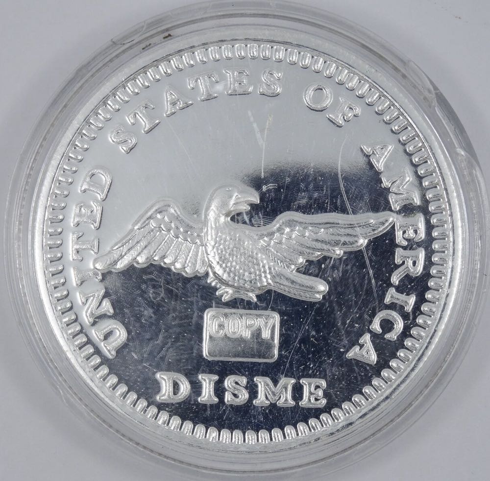 1792 Flowing Hair Liberty Disme 2oz Replica  coin collectible - Main Image 2