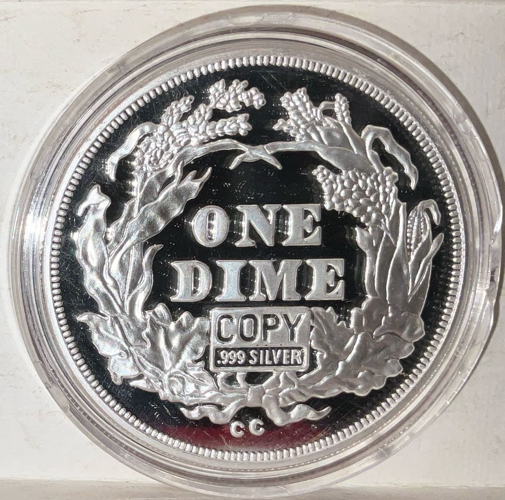 1873 Seated Liberty Dime 2oz Replica  coin collectible - Main Image 2