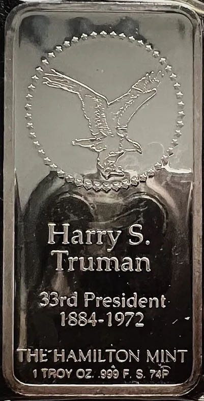 Harry S. Truman 1oz Bar  coin collectible - Main Image 2