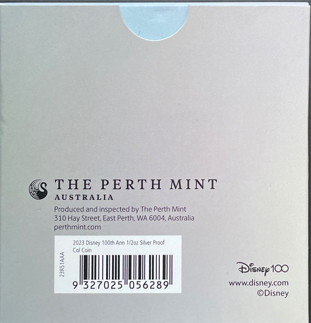 Disney 100 1 2oz Silver Proof Coloured Perth Mint Presentation Case  coin collectible [Barcode 9327025056289] - Main Image 2
