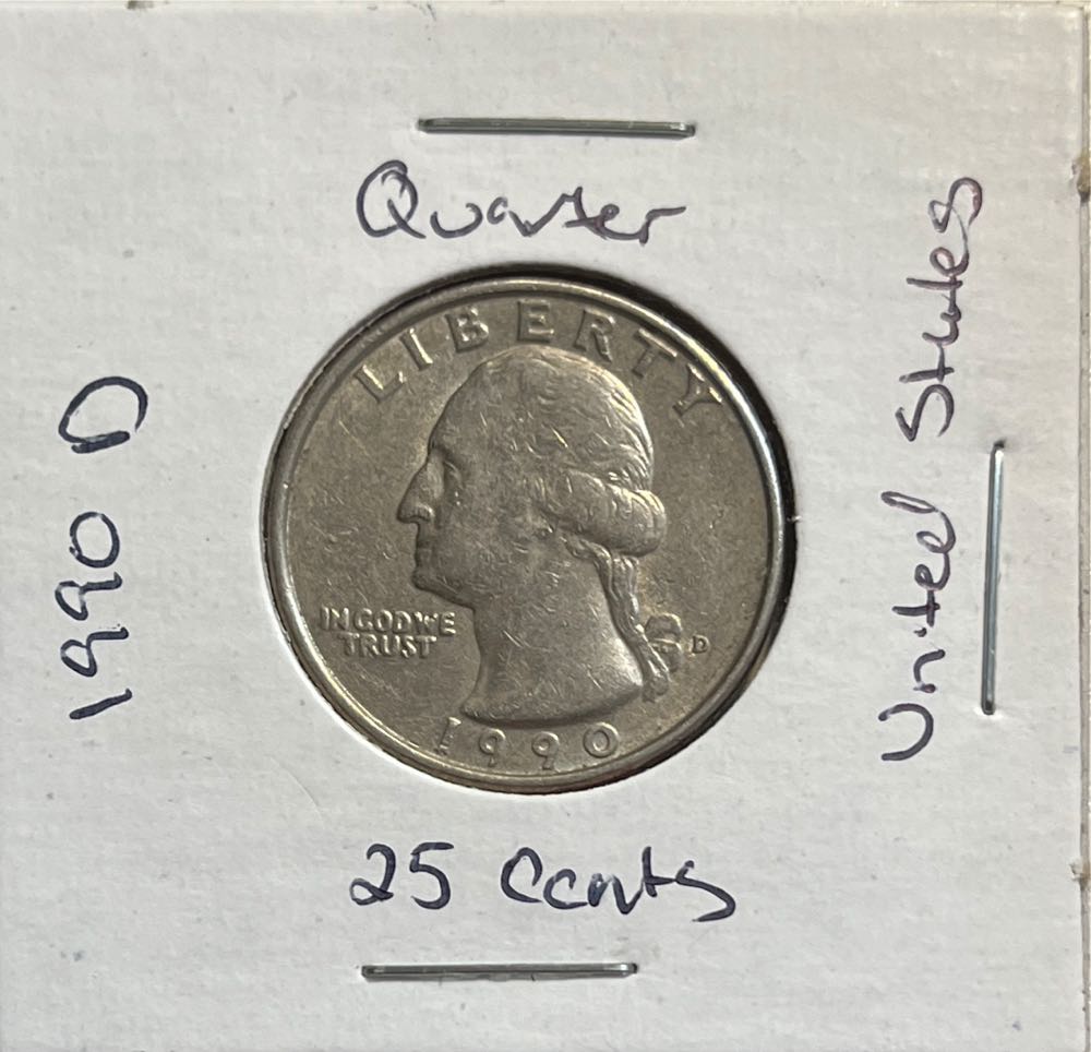 American 1990 D 25 Cent Washington Quarter coin collectible - Main Image 1