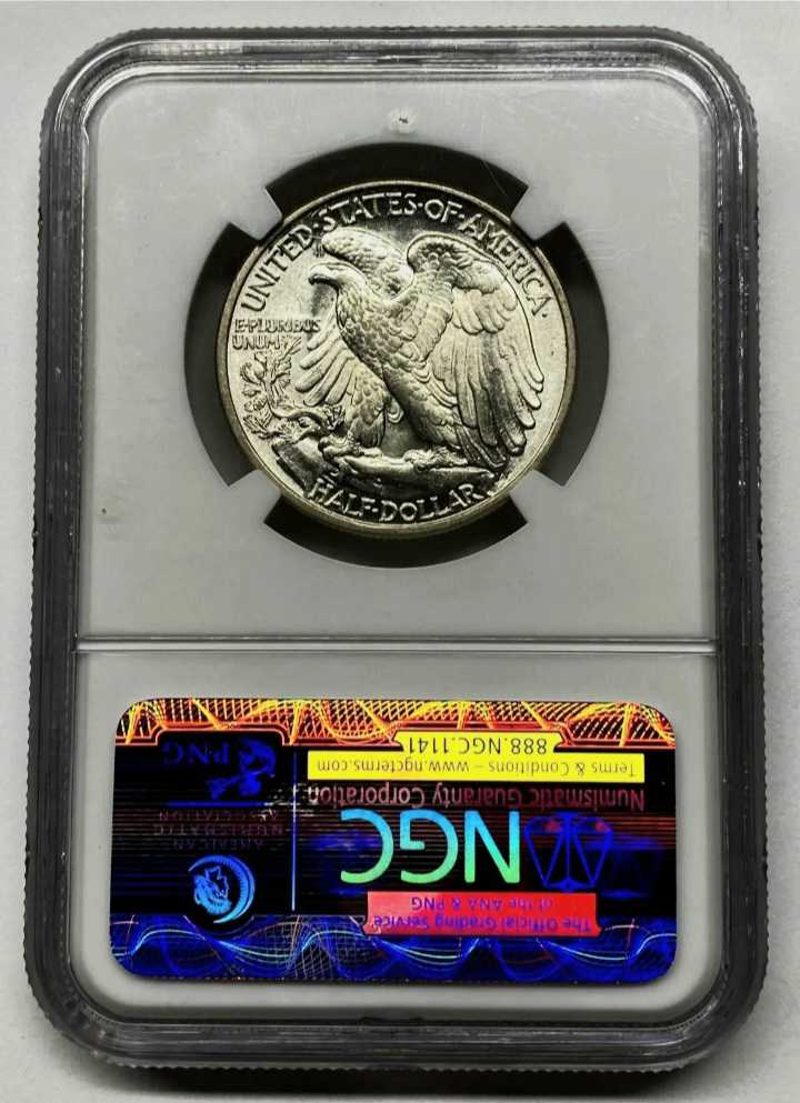 Half Dollars : 1947 P Walking Liberty AU58 Slider   coin collectible - Main Image 2