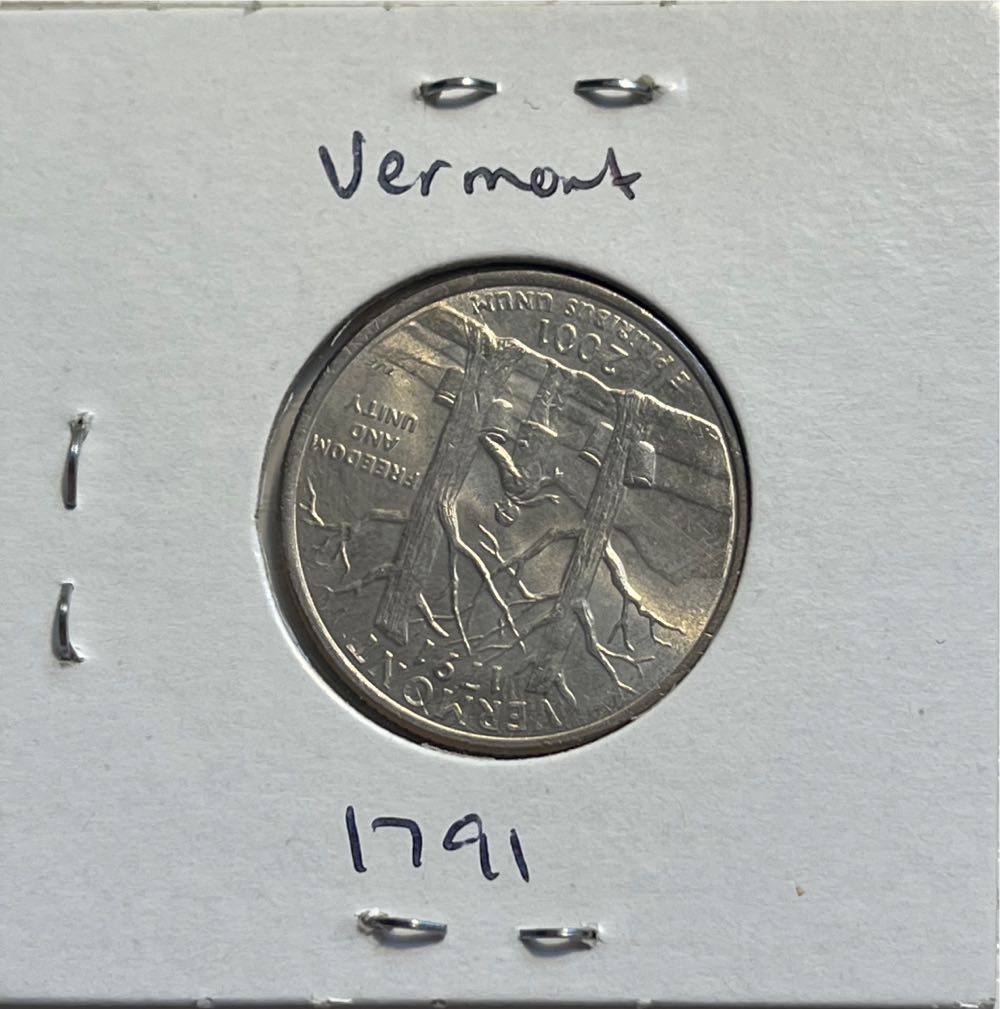 American 2001 D Vermont (1791) State 25 Cent Washington Quarter  coin collectible - Main Image 2
