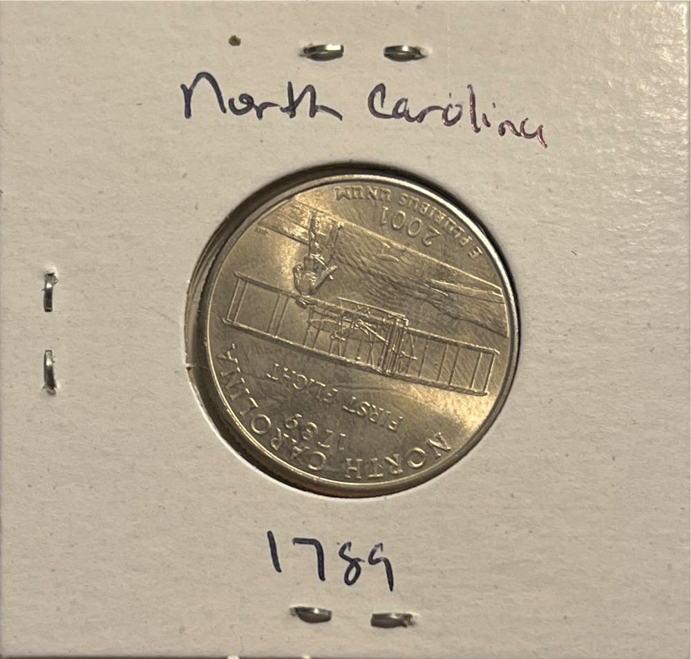 American 2001 P North Carolina (1789) State 25 Cent Washington Quarter  coin collectible - Main Image 2