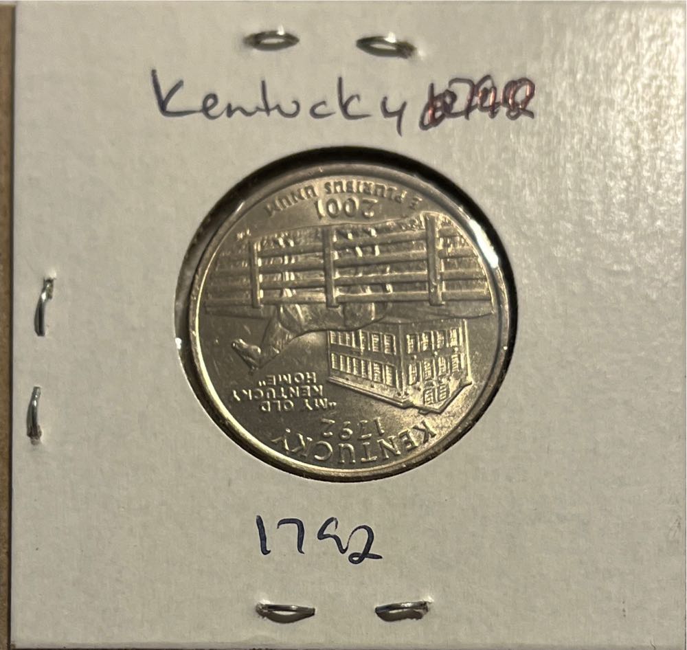 2001 P Kentucky (1792) State 25 Cent Washington Quarter Roll  coin collectible - Main Image 2