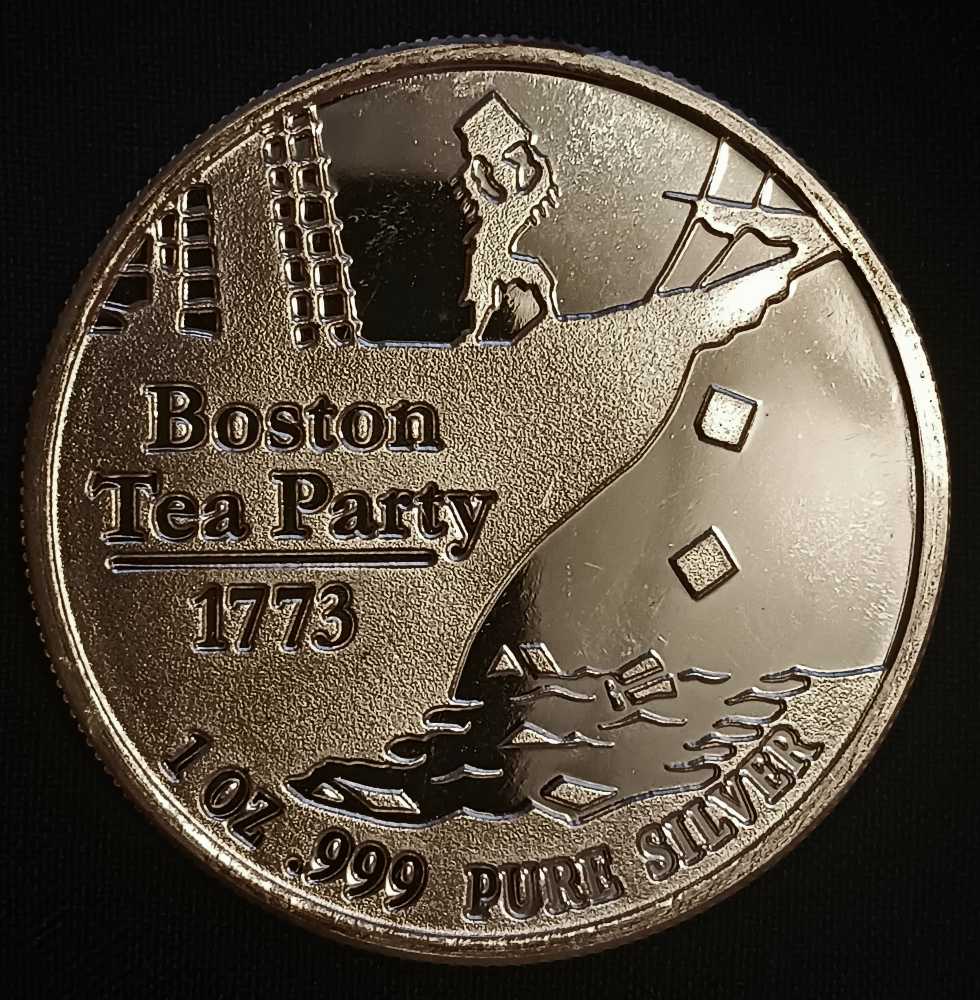 Bullion : Don’t Tread On Me Boston Tea Party 1oz .999 Art Round  coin collectible - Main Image 2