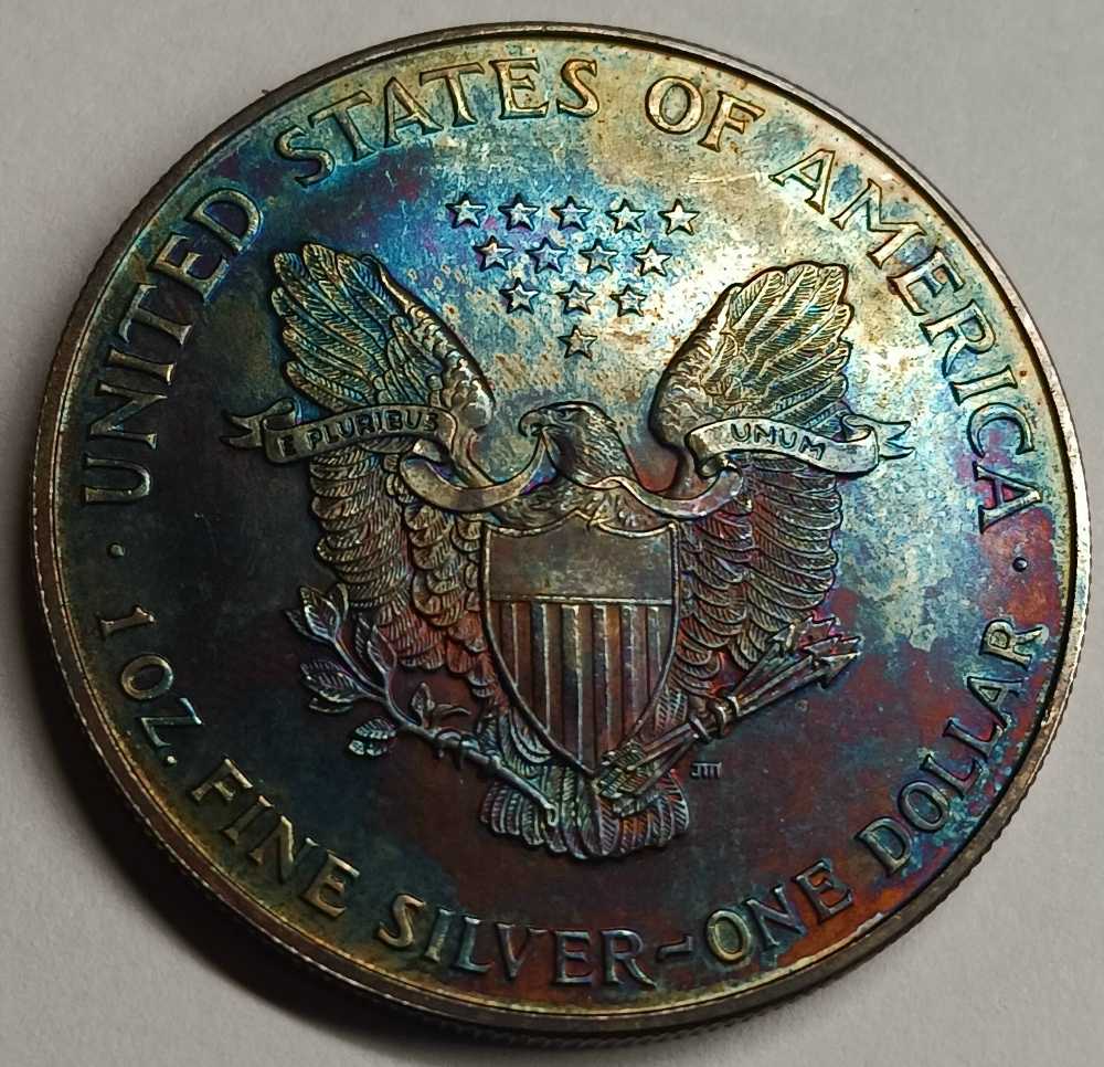 Bullion American Eagles : 1996 Silver Eagle Key Date Toner  coin collectible - Main Image 2