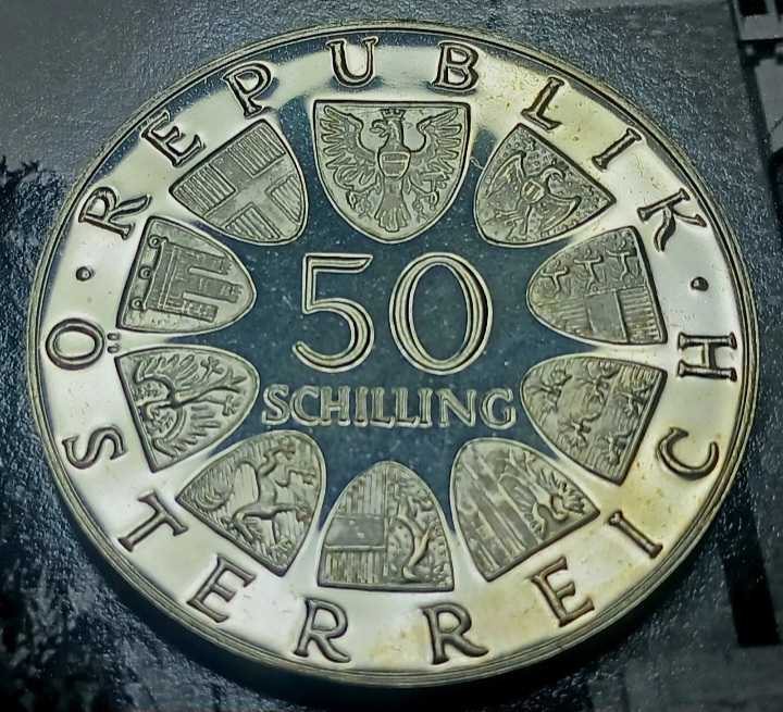 World Coins : 1969 Austria 50 Schilling 90% Silver Proof 20 Gram   coin collectible - Main Image 2