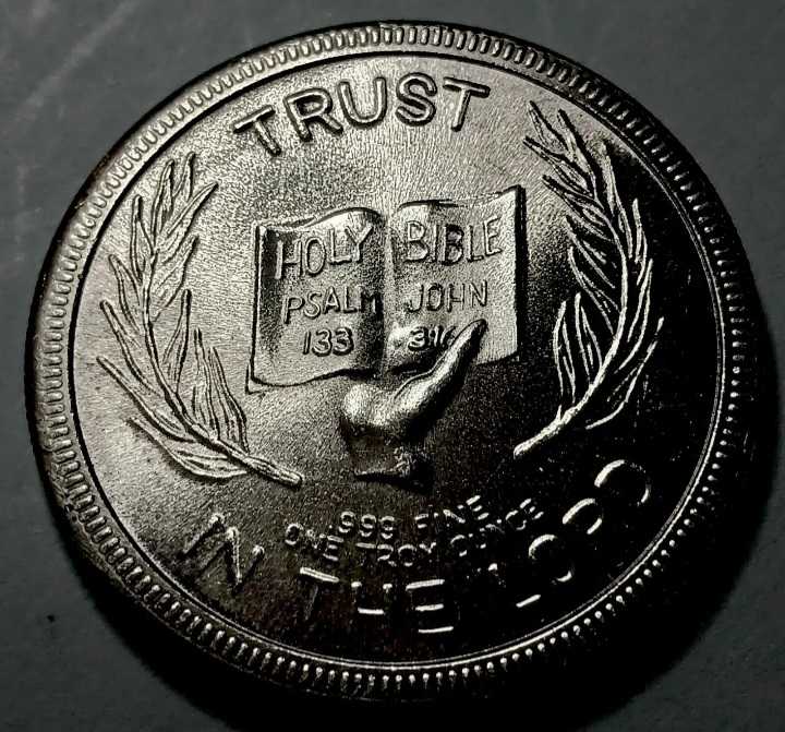 Bullion : 1973 RCM 1 oz .999 Silver Round God & Country Trust in the Lord   coin collectible - Main Image 2
