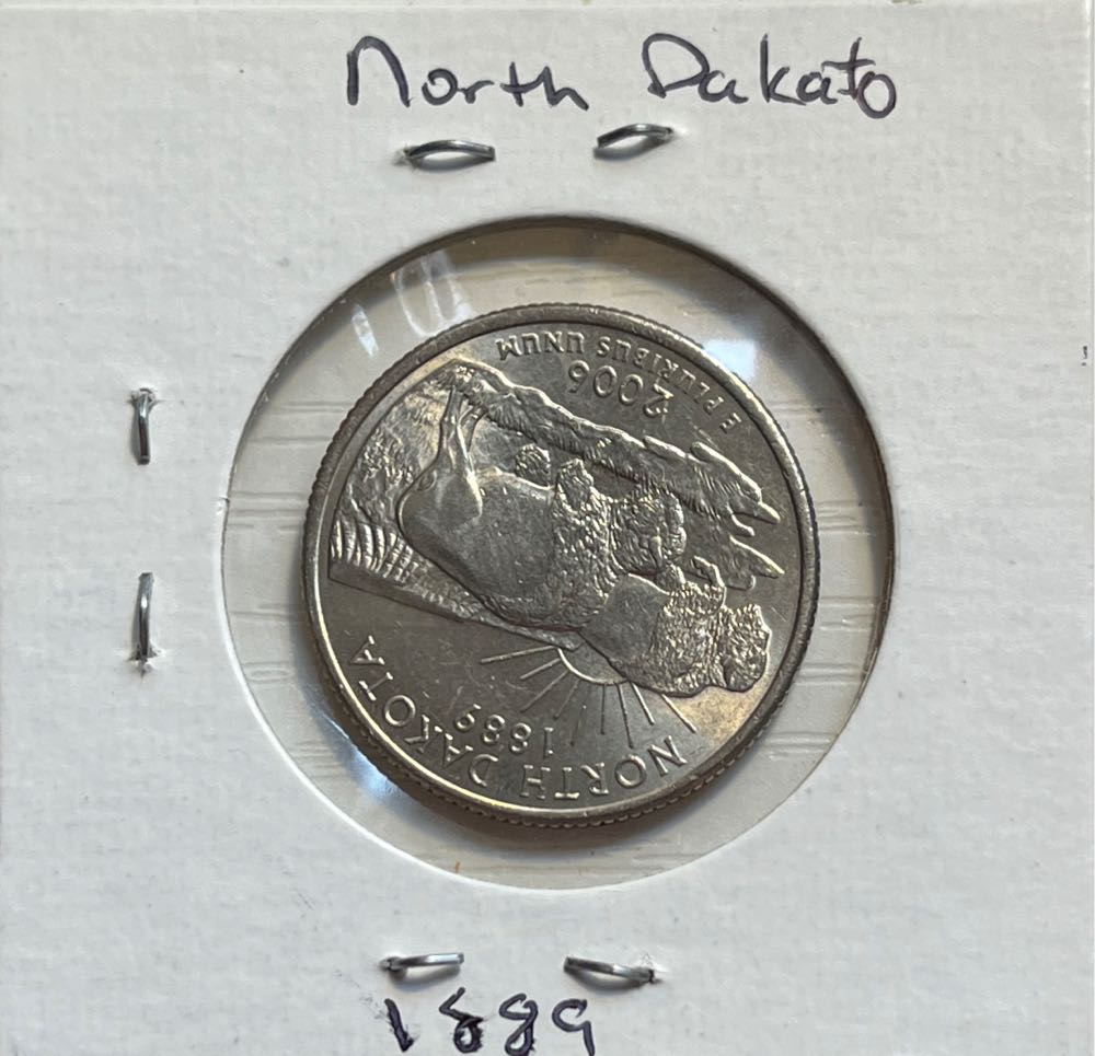 American 2006 P North Dakota (1889) State 25 Cent Washington Quarter  coin collectible - Main Image 2