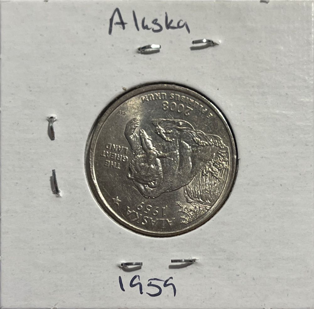 American 2008 P Alaska (1959) State 25 Cent Washington Quarter  coin collectible - Main Image 2