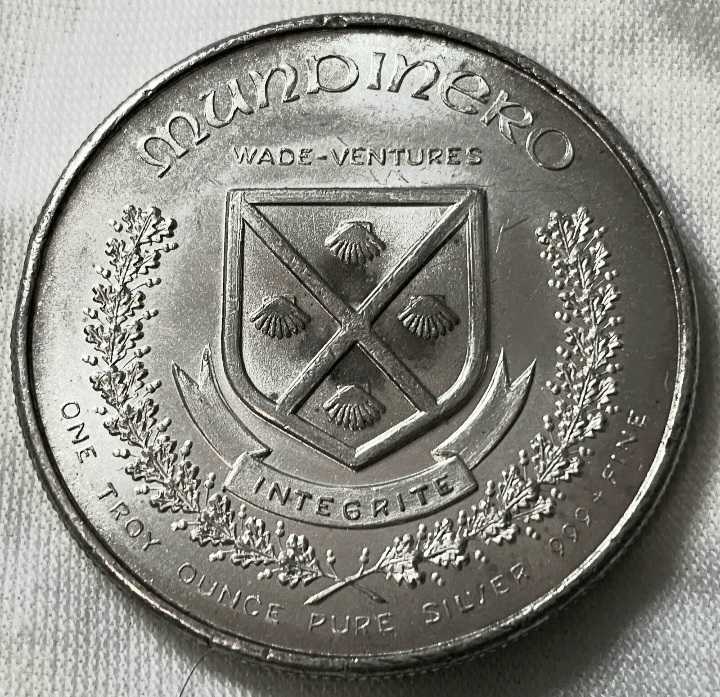 Bullion 1973 Currency One Mundinero Wade-Ventures 1 Troy Oz .999 Fine Silver International Mint coin collectible - Main Image 2