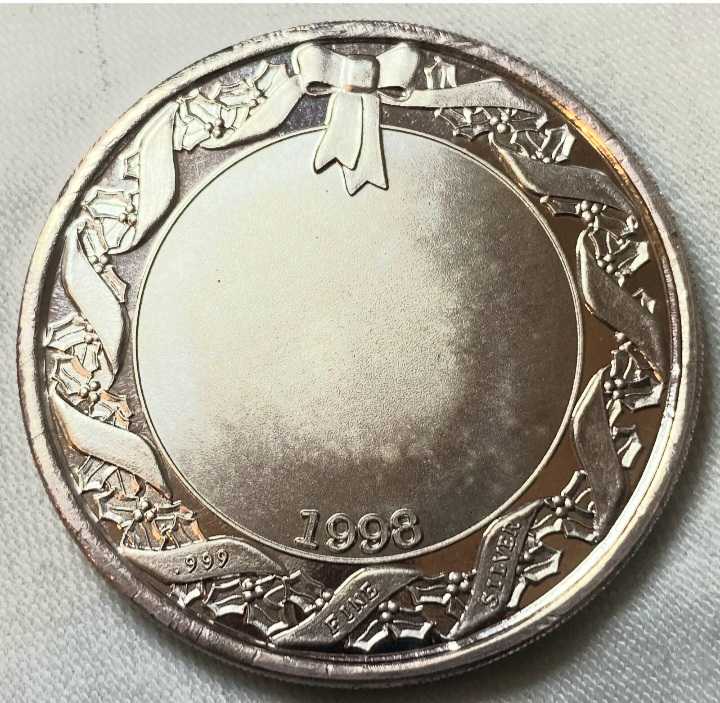 Bullion Private Mint : 1998 Merry Christmas Three Wise Men 1 oz .999 Fine Silver Art Round  coin collectible - Main Image 2