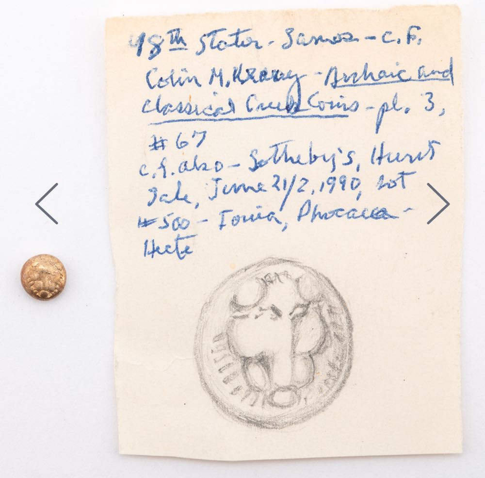 LOT 9  Ionia. Samos, ca. 600-570 BC. EL Myshemihekte - 1/24 Stater  coin collectible - Main Image 3