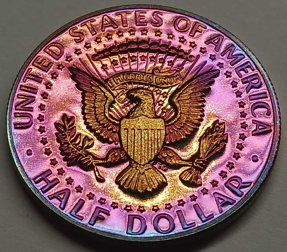 Half Dollars : 1985 S Kennedy Half Dollar Beatiful Toning  coin collectible - Main Image 2