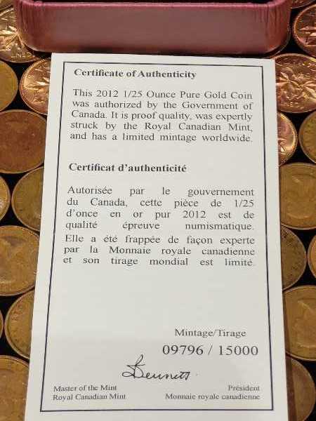 2012 1/25 Ounce Gold Bluenosr  coin collectible - Main Image 2