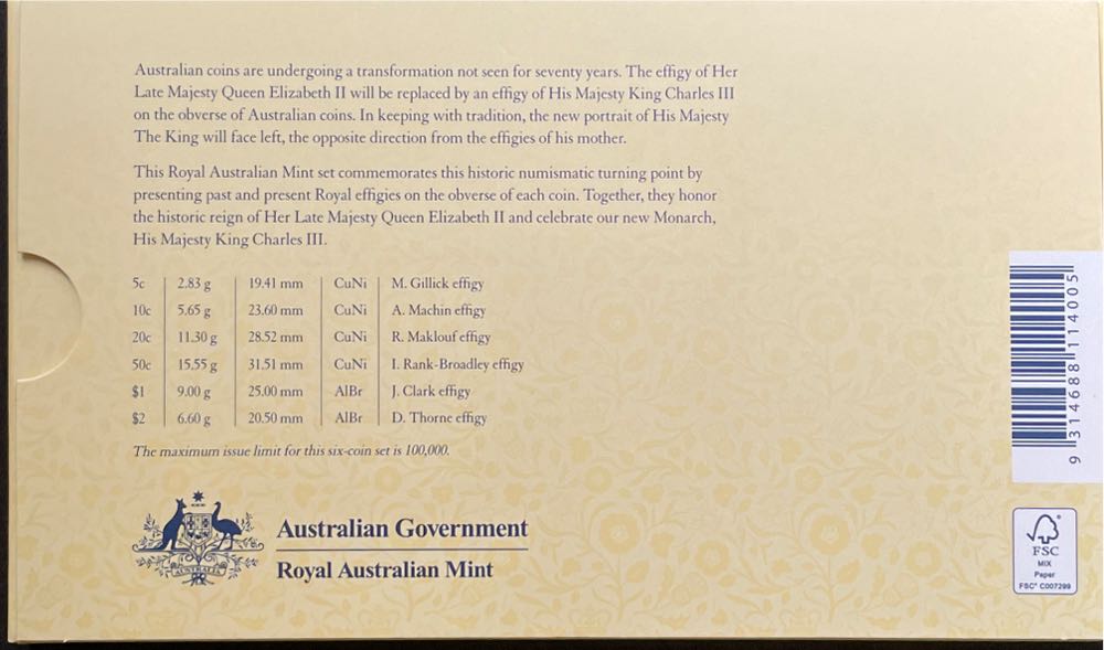 Royal 2024 “Change Of Monarch” 6 Coin Unc Set  coin collectible [Barcode 9314688114005] - Main Image 2