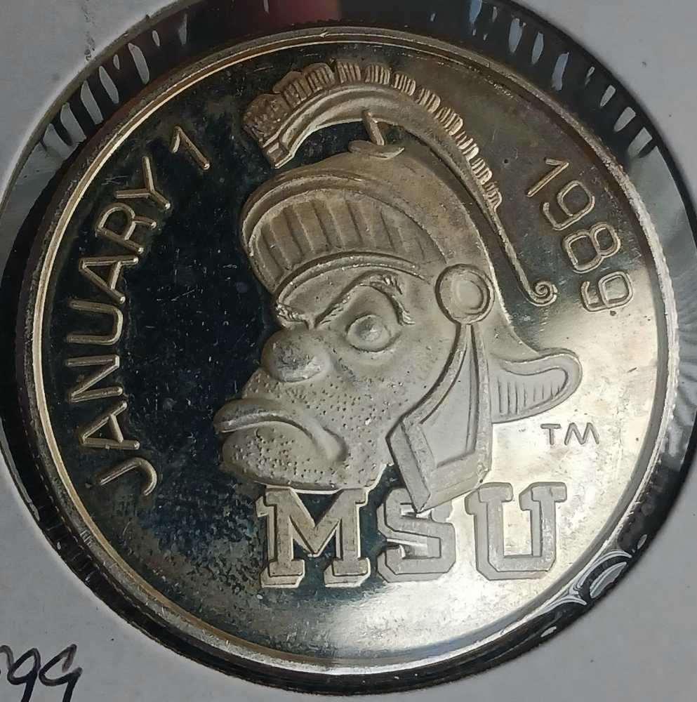 Bullion Private Mint : 1989 MSU 1oz .999 Fine Silver Art Round Gator Bowl  coin collectible - Main Image 2