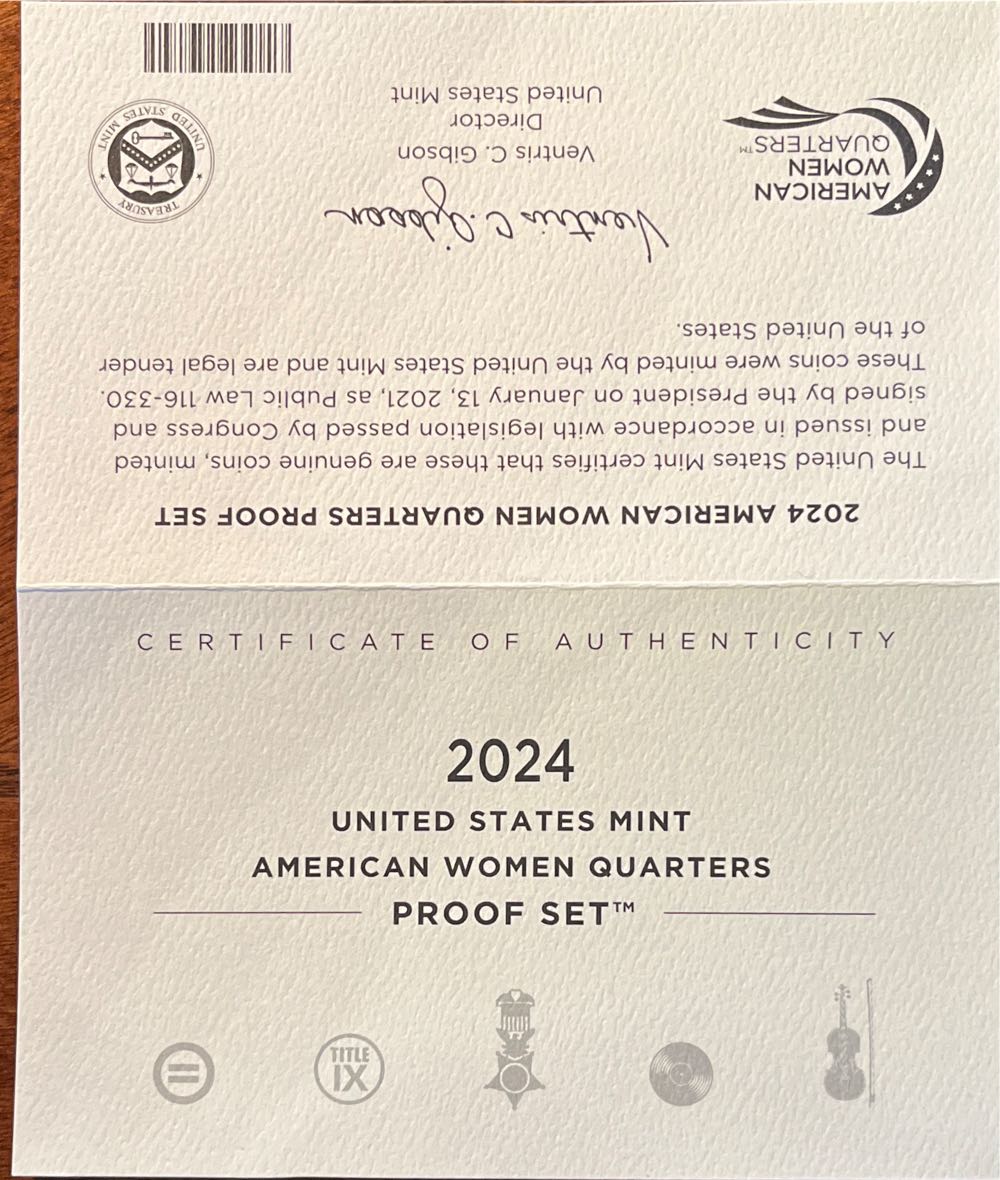 American Women Quarter Awq Proof Pre Sale Clad Quarters Set W Box & Coa Us Mint 24wp Dr.  coin collectible [Barcode 704786560108] - Main Image 3