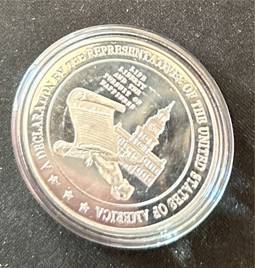 Silver Déclaration Of Indépendence  coin collectible [Barcode 34109839779] - Main Image 2