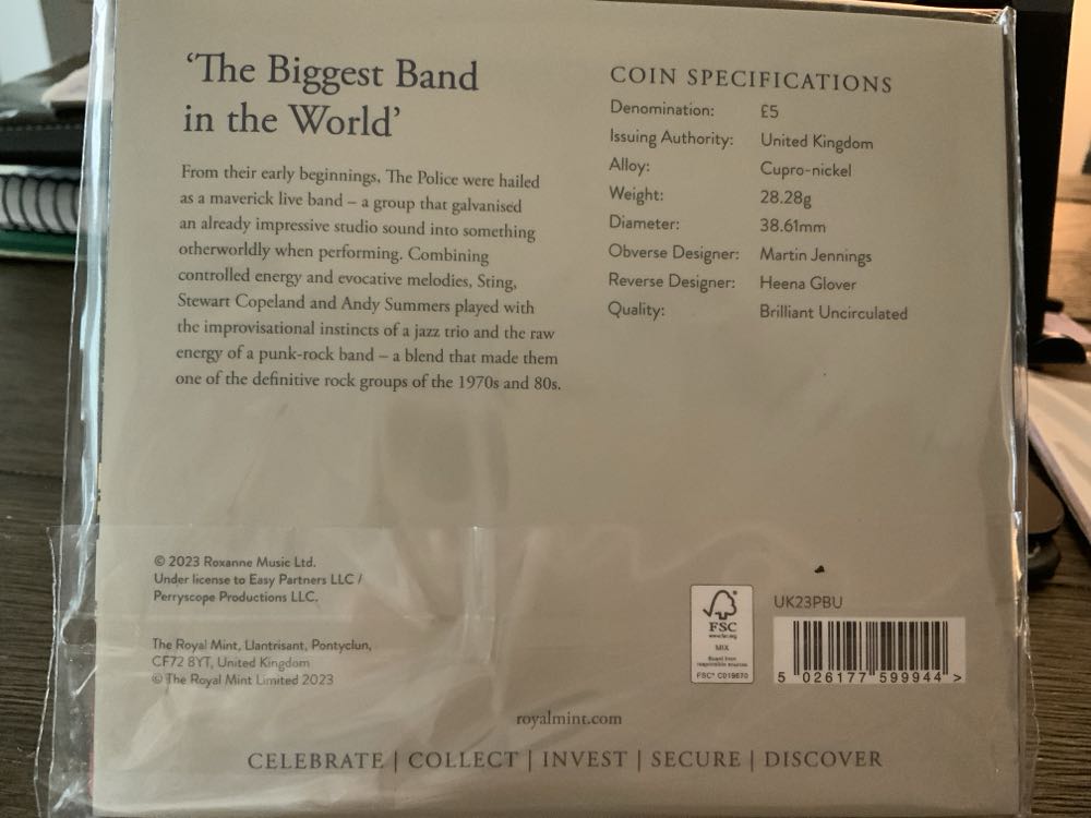 Music Legends : The Police  coin collectible [Barcode 5026177599944] - Main Image 2