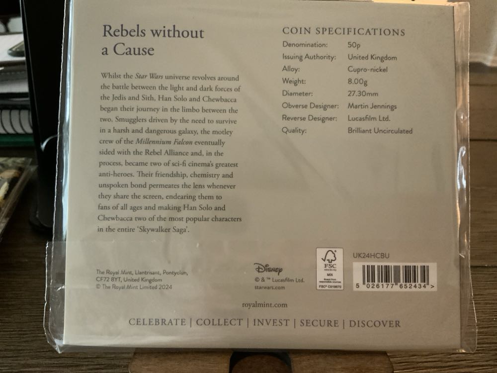 Star Wars : Hans Solo & Chewbacca  coin collectible [Barcode 5026177652434] - Main Image 2