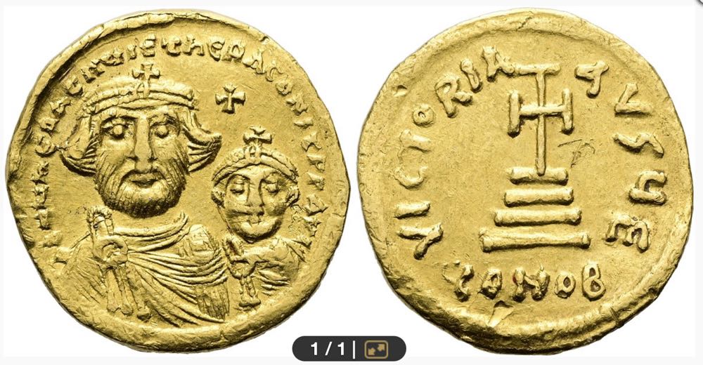 Heraclius, 610 - 641 n. Chr. Solidus, 616 - 625 n. Chr.  coin collectible - Main Image 2