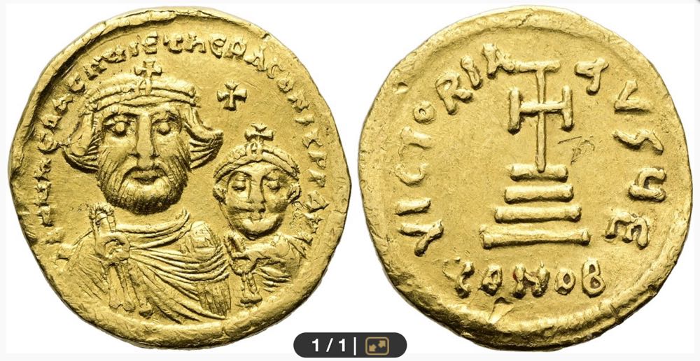 Heraclius, 610 - 641 n. Chr. Solidus, 616 - 625 n. Chr.  coin collectible - Main Image 3
