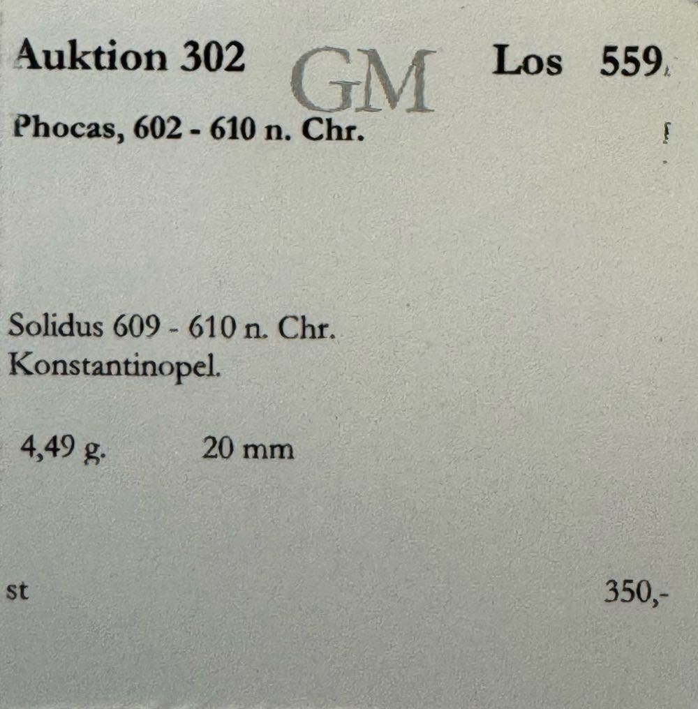 Phocas, 602 - 610 n. Chr. ,Solidus, 609 - 610 n. Chr.  coin collectible - Main Image 4
