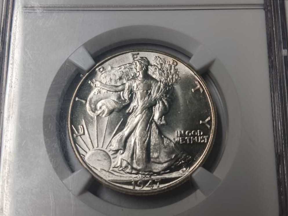 Half Dollars : 1947 Walking Liberty NGCAU58 Slider   coin collectible - Main Image 3