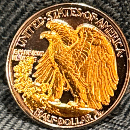 Walking Liberty Half Dollar Ruthenium Gold  coin collectible - Main Image 2