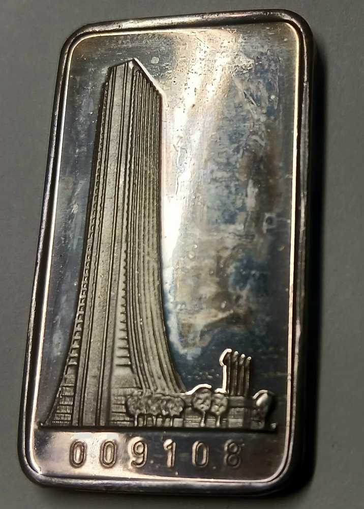 Bullion: CHASE TOWER The First National Bank of Chicago 1 Troy oz 999 Fine Silver Art Bar  coin collectible - Main Image 2