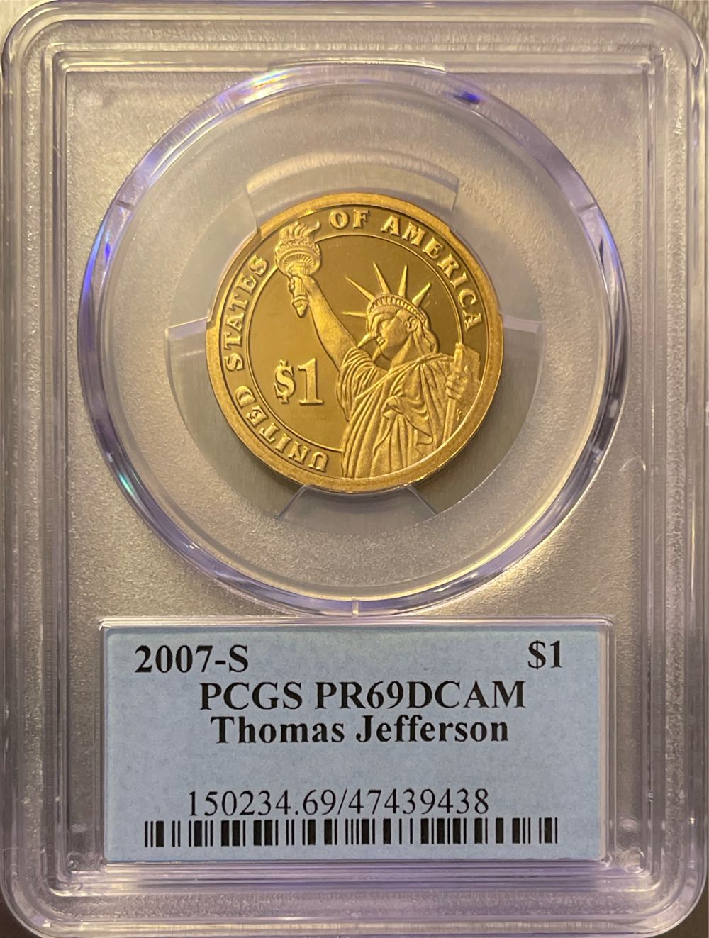 2007 S Thomas Jefferson Dollar  coin collectible - Main Image 2