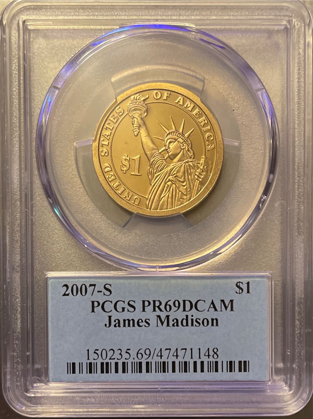 2007 S James Madison Dollar  coin collectible - Main Image 2