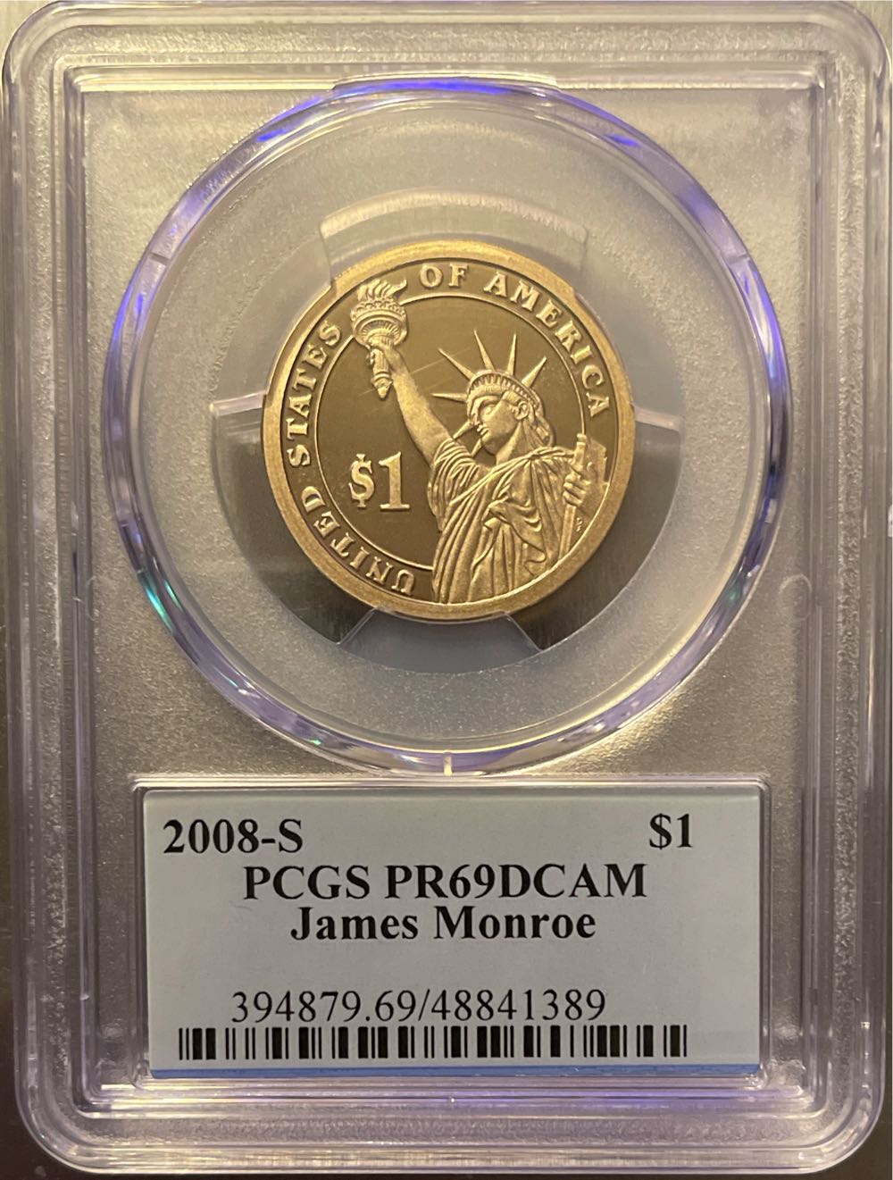 2008 S James Monroe Dollar  coin collectible - Main Image 2