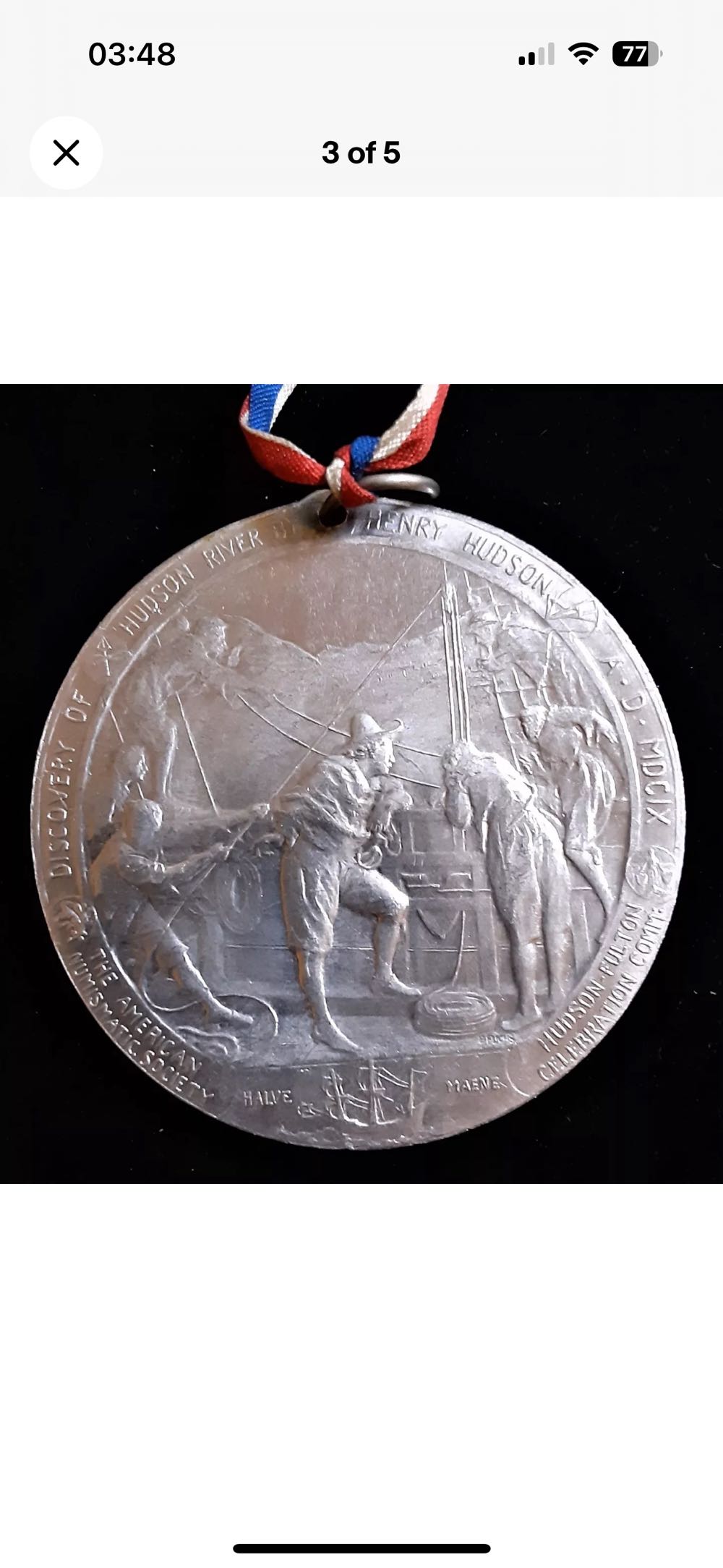 Hudson Fulton Celebration Medal  coin collectible - Main Image 2