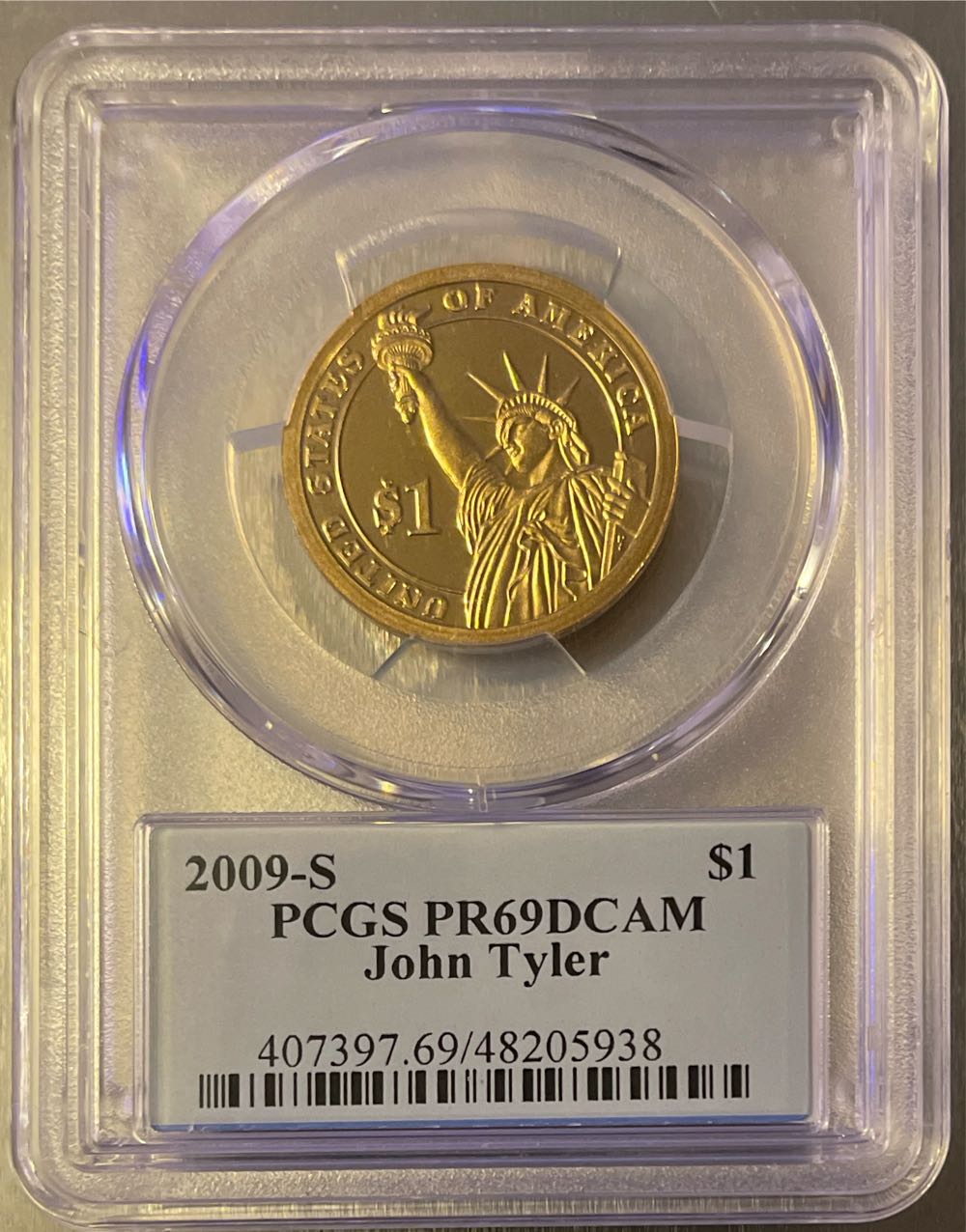 2009-S $1, John Tyler, DCAM  coin collectible - Main Image 2