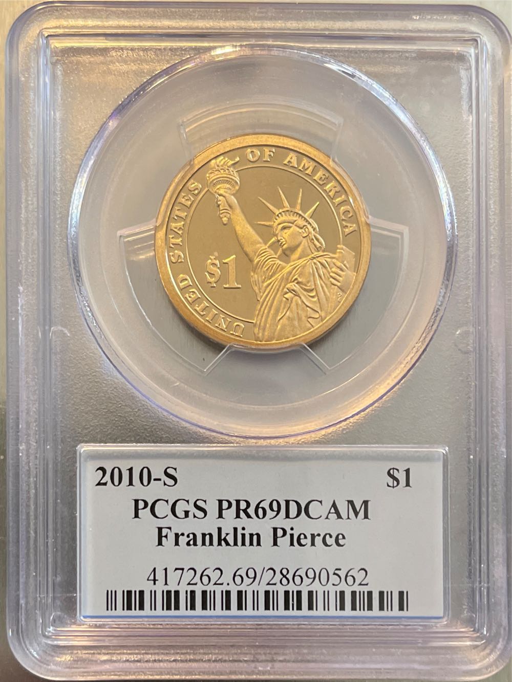 2010-S $1, Franklin Pierce, DCAM  coin collectible - Main Image 2
