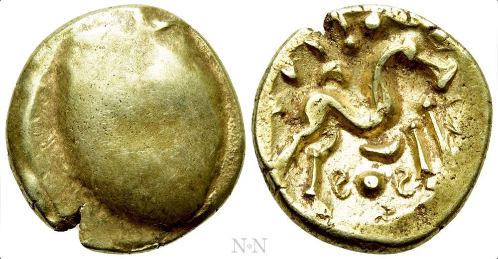 Northeast Gaul. Ambiani. Uninscribed GOLD Stater (Circa 60-30 BC)  coin collectible - Main Image 2