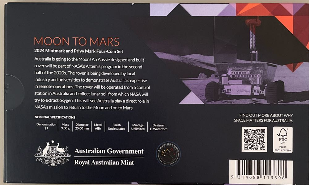 Moon To Mars 2024 Mintmark And Privy Mark Four -Coin Set  coin collectible [Barcode 9314688113398] - Main Image 2
