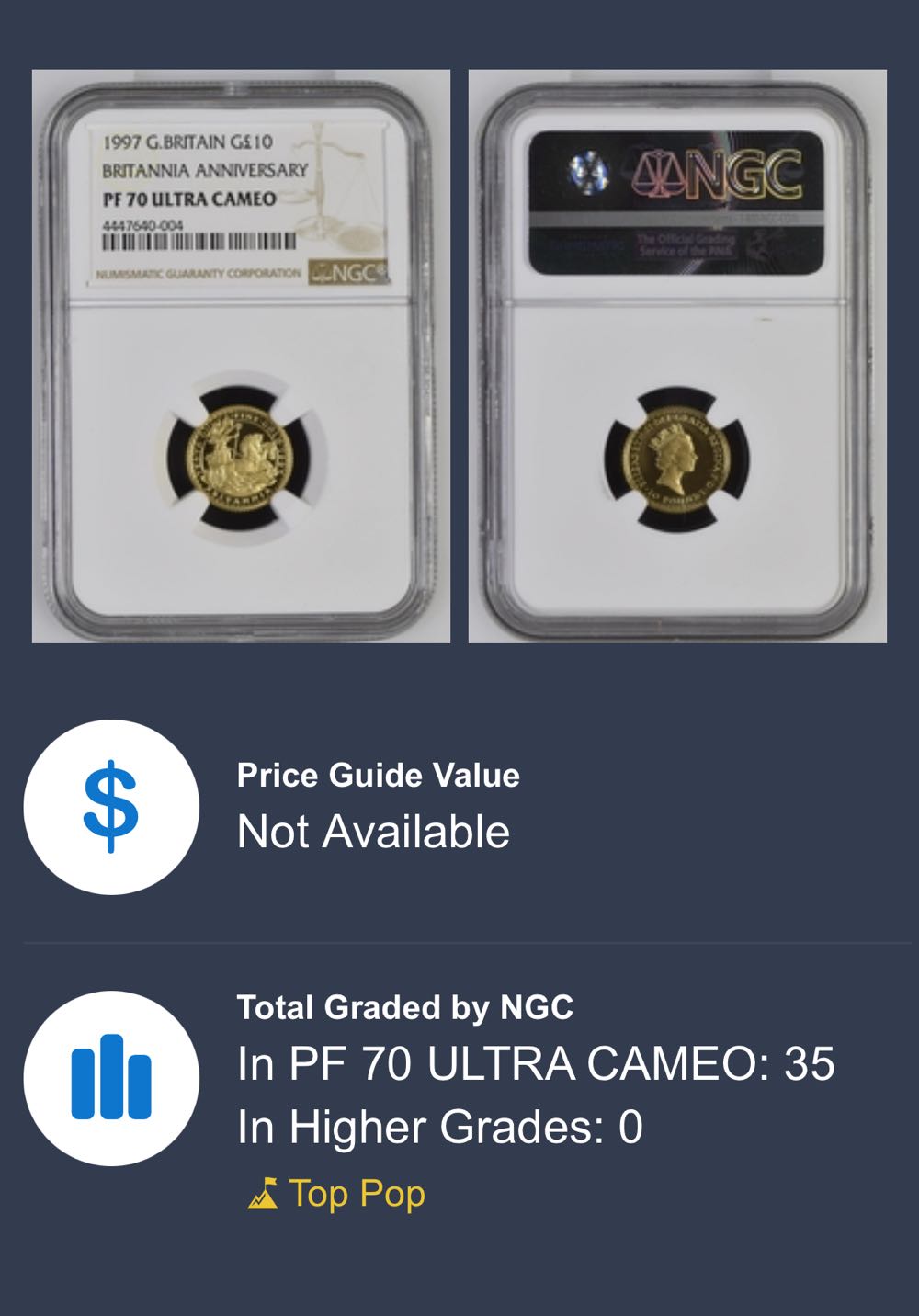 2018 Britannia - Proof 1/10th Gold  coin collectible - Main Image 4