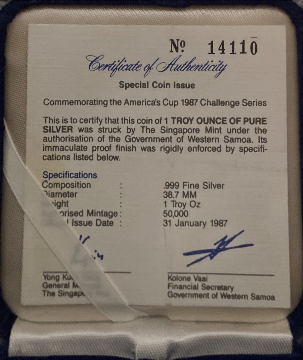 1987 Americas Cup  coin collectible - Main Image 3