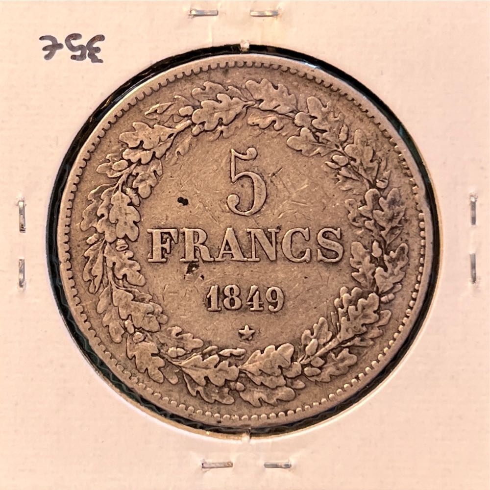 Belgium 5 Francs 1849  coin collectible - Main Image 2