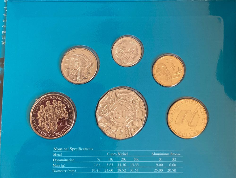2003 Australia’s Volunteers Six Coin Uncirculated Set In Card Pack.  coin collectible [Barcode 9314688009400] - Main Image 2