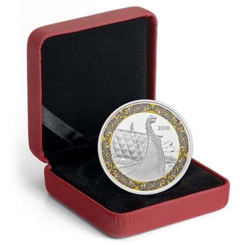 Navires vikings : Dragon en mer - Pièce colorée de 1 oz en argent pur  coin collectible [Barcode 623932089211] - Main Image 3